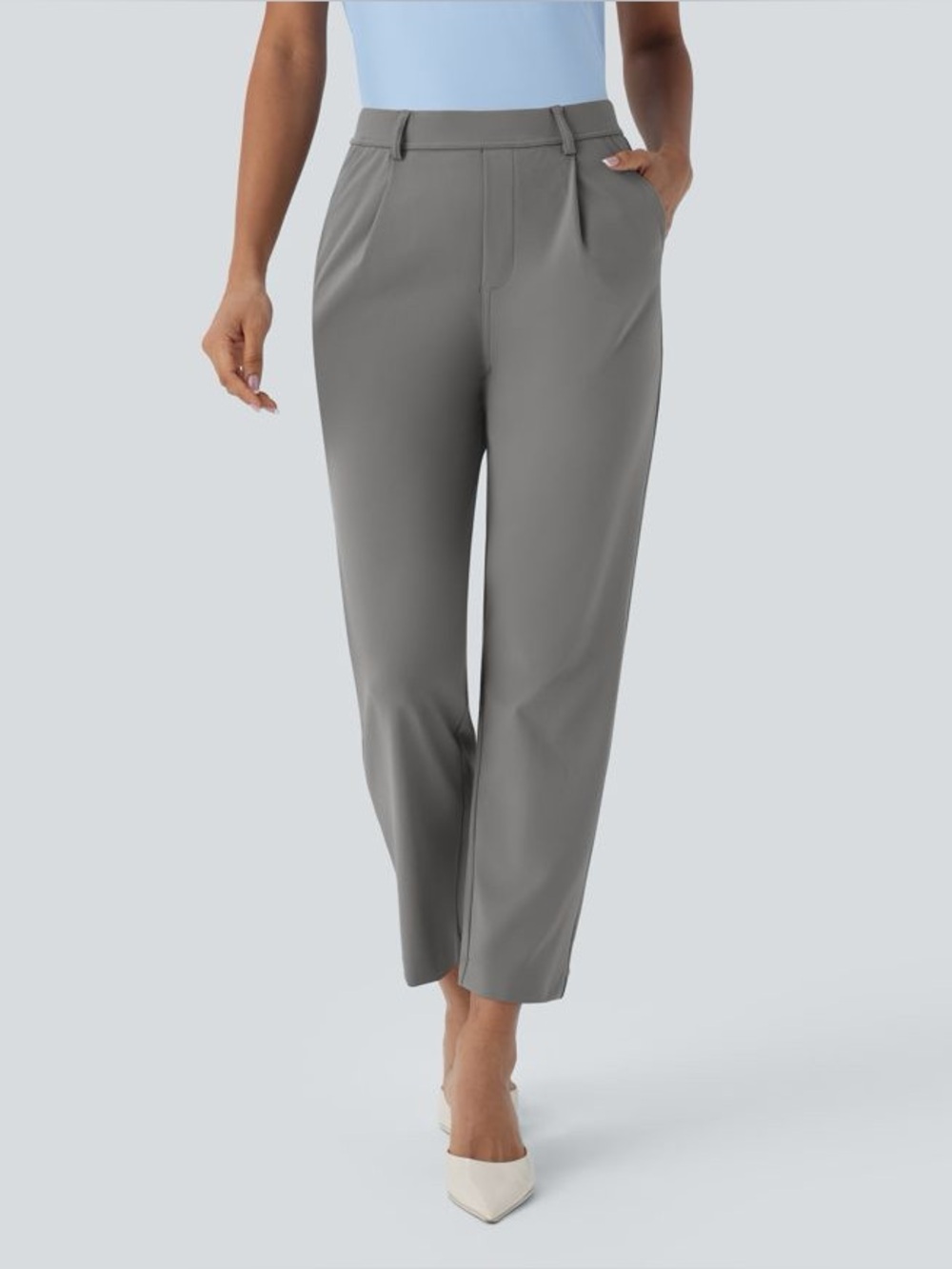 Halara gray tapered ankle straight leg dress pants workwear